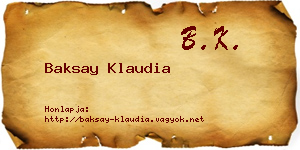 Baksay Klaudia névjegykártya